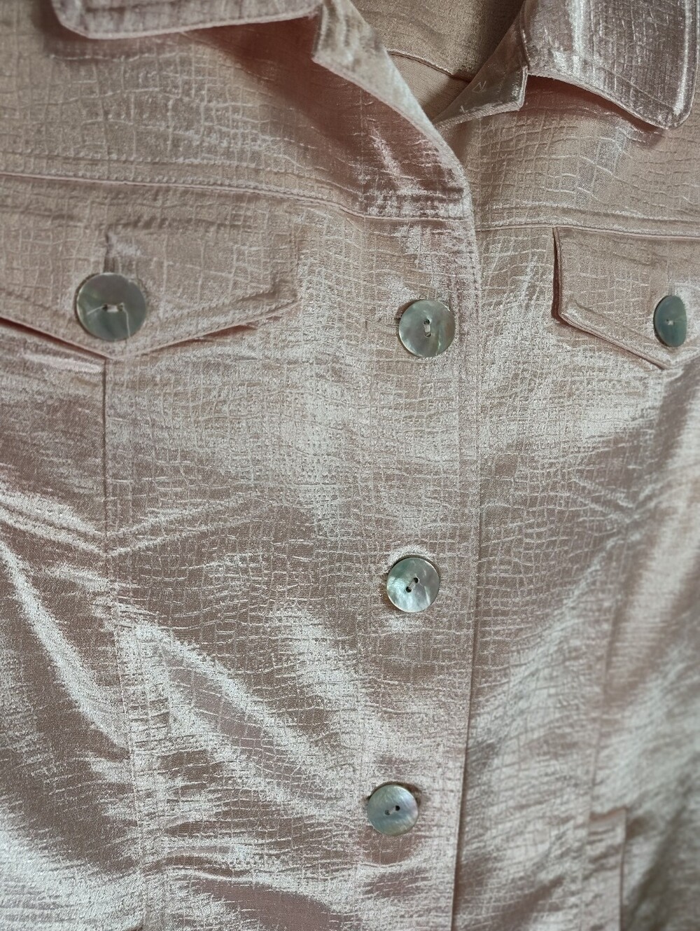 Ruby Rd. Pale Pink Satin-Look Jean Jacket - Picture 3 of 3